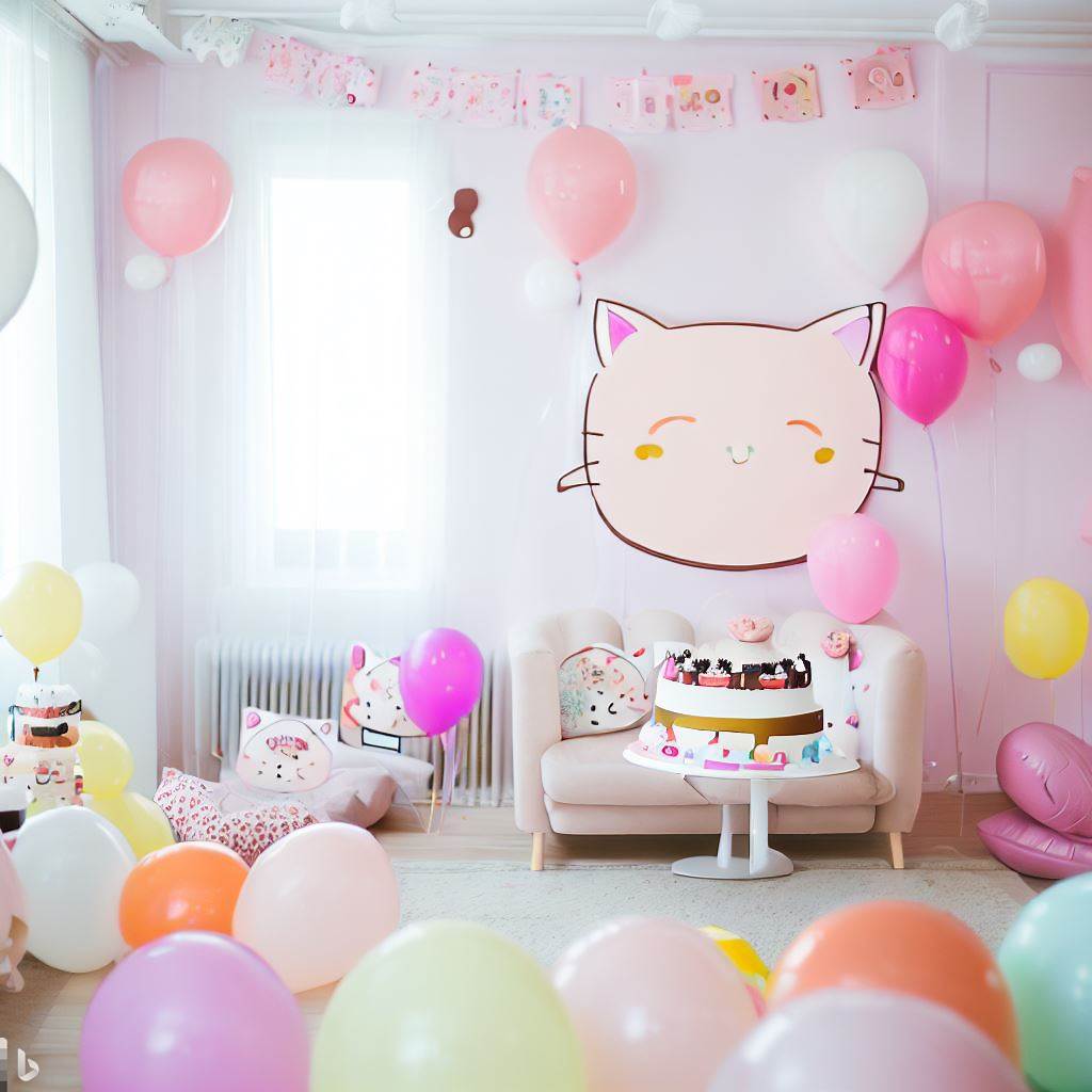 idée décoration festive pour anniversaire thématique chat kawaii