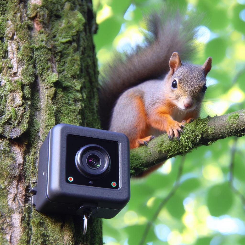 caméra de vision nocturne avec un ecureuil, idée cadeau amoureux de la nature © Image créée par Bing . https://www.bing.com/ 