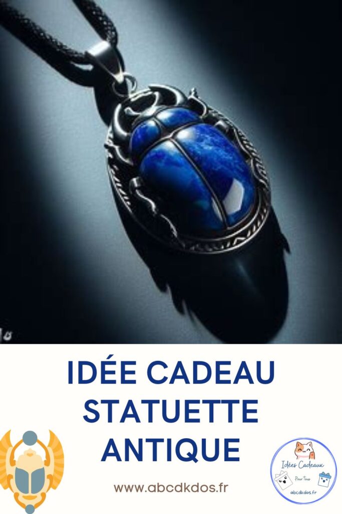 idée cadeau statuette antique pendentif scarabee bleu egyptien