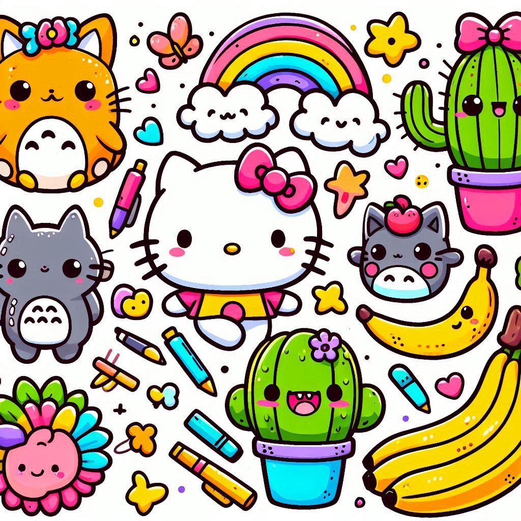 dessins couleur kawaii facile à faire ou a recopier