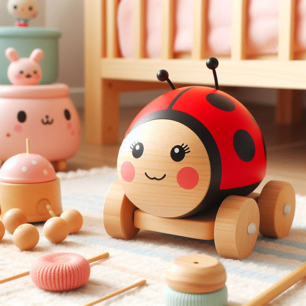 idée cadeau enfants jouets en bois coccinelle porte bonheur