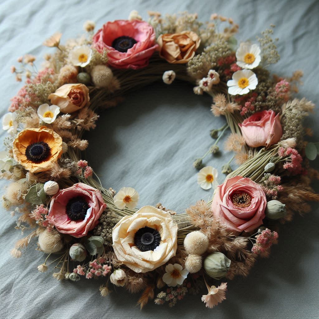 couronne fleurs séchées